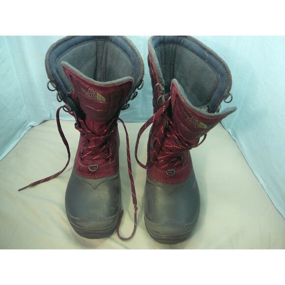 The North Face Burgundy Quilted Thermoball Lace-up Boots SZ 7 - Picture 1 of 9